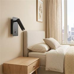 Aplique de Pared Negro con Lector LED de 3W | Serie VANESA