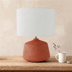 Lámpara de Mesa ANE Cerámica Terracota Pantalla Blanca