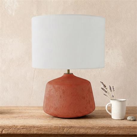 Lámpara de Mesa ANE Cerámica Terracota Pantalla Blanca