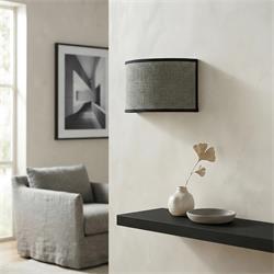 Aplique de Pared en Rafia Gris y Negro | Serie ADINA
