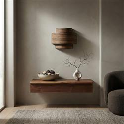 Aplique de Pared con Tejido de Madera Oscura | Serie AISHA