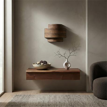 Aplique de Pared con Tejido de Madera Oscura | Serie AISHA