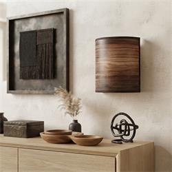 Aplique de Pared con Tejido de Madera Oscura | Serie DORA