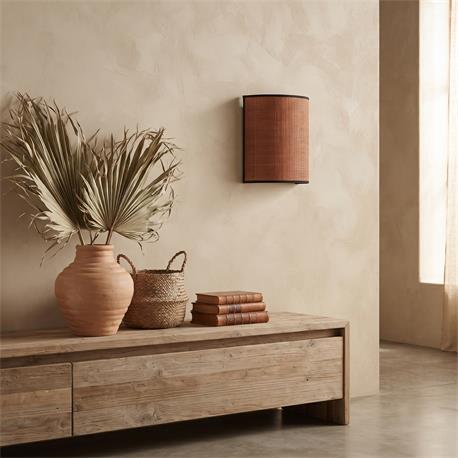 Aplique de Pared Rafia Terracota y Cinta Negra | Serie DORA