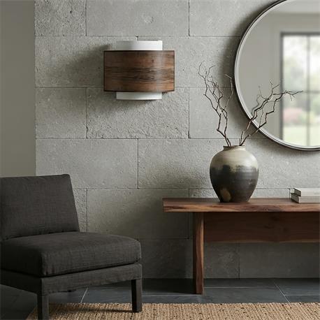 Aplique de Pared en Tejido de Madera Oscura | Serie BIMBA