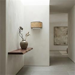 Aplique de Pared de Rafia Beige y Blanco | Serie BIMBA
