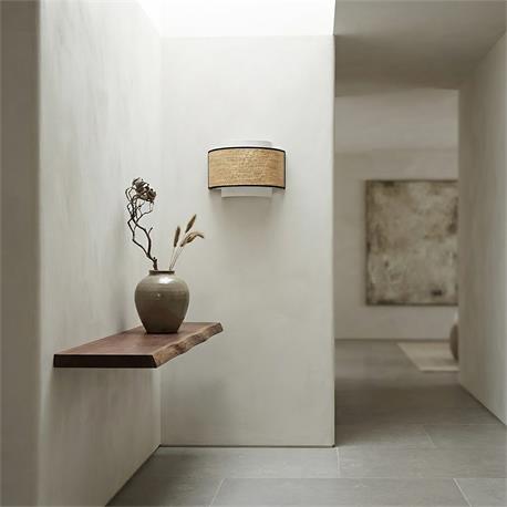 Aplique de Pared de Rafia Beige y Blanco | Serie BIMBA