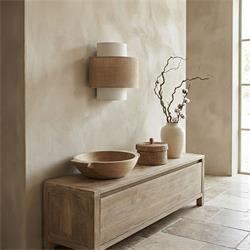 Aplique de Pared de Yute Natural y Blanco | Serie CIRA
