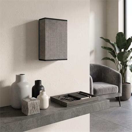 Aplique de Pared en Rafia Gris Cinta Negra | Serie KAINDA