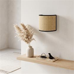 Aplique de Pared de Rafia Beige y Cinta Negra | Serie BELA