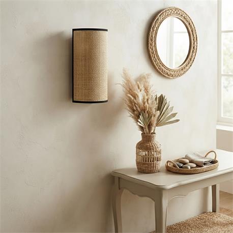 Aplique de Pared con Pantalla de Rafia Beige | Serie ARLENE