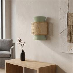 Aplique de Pared Verde Liquen y Vienés Natural | Serie DIARA