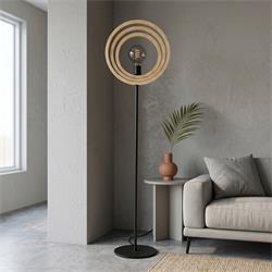 LAMPARA PIE BIARRITZ MADERA NATURAL D45 XTRELAMP