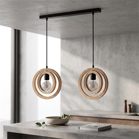 REGLETA 2 LUCES BIARRITZ MADERA NATURAL D20 XTRELAMP