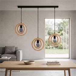 REGLETA 3 LUCES BIARRITZ MADERA NATURAL D20 XTRELAMP