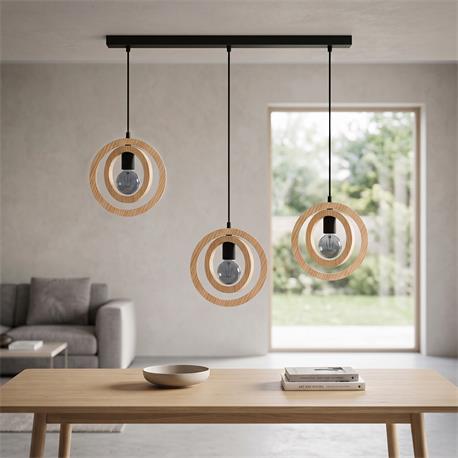 REGLETA 3 LUCES BIARRITZ MADERA NATURAL D20 XTRELAMP