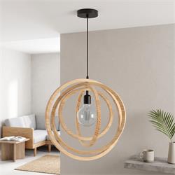 COLGANTE BIARRITZ MADERA NATURAL D60 XTRELAMP CIRCULOS ARTI