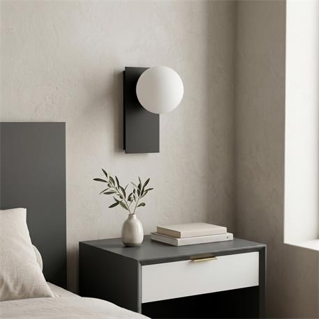 Aplique de Pared Negro con Tulipa Blanca | Serie TAMARA