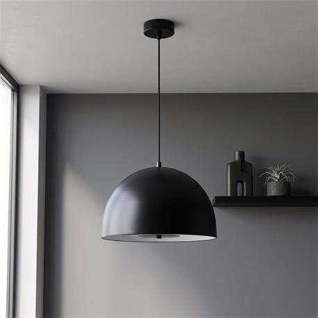 COLGANTE METAL COLUMBUS NEGRO 2 LUCES C/DIFUSOR