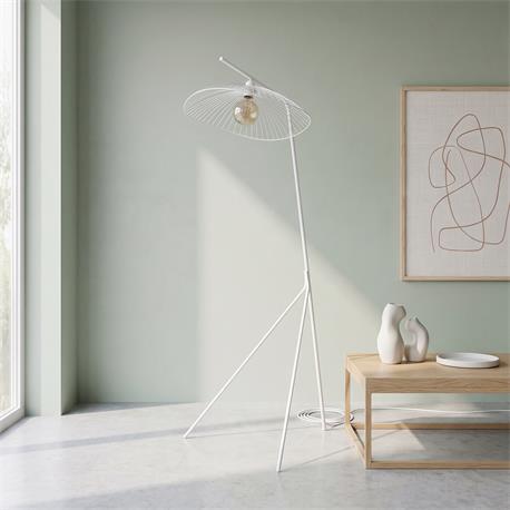 PIE SALON METAL BLANCO CALIPSO 1 LUZ XTRELAMP
