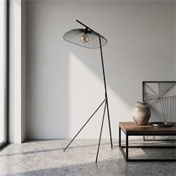 PIE SALON METAL NEGRO CALIPSO 1 LUZ XTRELAMP
