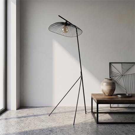 PIE SALON METAL NEGRO CALIPSO 1 LUZ XTRELAMP