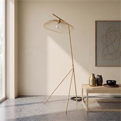 PIE SALON METAL ORO CALIPSO 1 LUZ XTRELAMP
