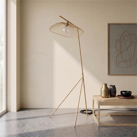 PIE SALON METAL ORO CALIPSO 1 LUZ XTRELAMP
