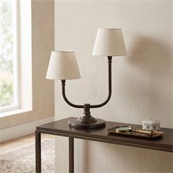 Lámpara de Mesa Metal Negro Latonado 2 Luces | Serie CARMELA