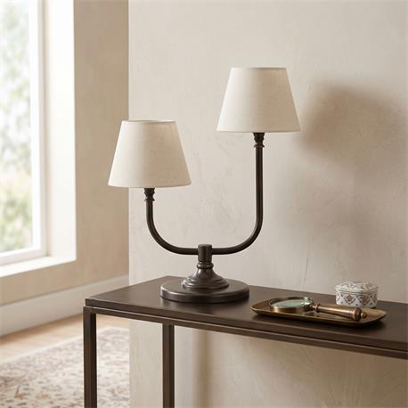 Lámpara de Mesa Metal Negro Latonado 2 Luces | Serie CARMELA