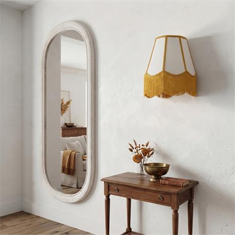 Aplique de Pared Blanco y Mostaza con Flecos | Serie YARA II