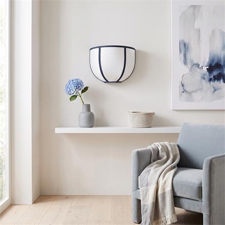 Aplique de Pared Blanco con Cinta Azul | Serie LUNA
