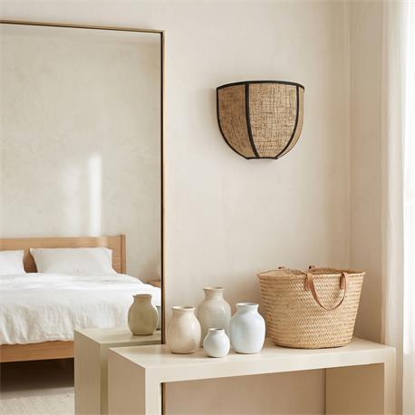 Aplique de Pared con Pantalla de Rafia Natural | Serie LUNA