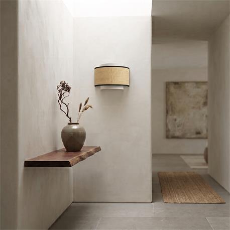 Aplique de Pared de Rafia Beige y Blanco | Serie BIMBA