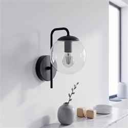 Aplique de Pared Negro y Cristal Transparente | Serie ELOISE