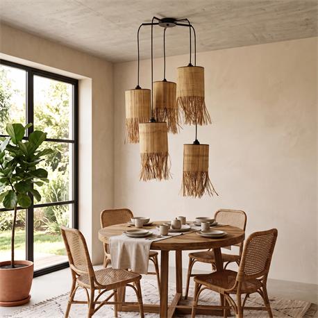 PLAFON MALI 5L TEJIDO NATURAL DESHILADO XTRELAMP