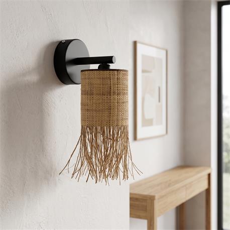 APLIQUE PARED MALI 1 LUZ TEJIDO NATURAL DESHILADO XTRELAMP