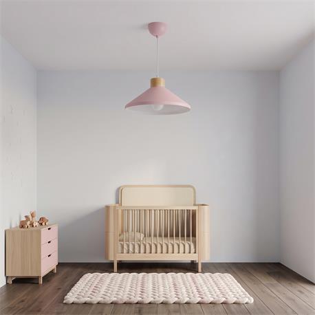 COLGANTE METAL MADERA NICKY COLOR ROSA/NATURAL