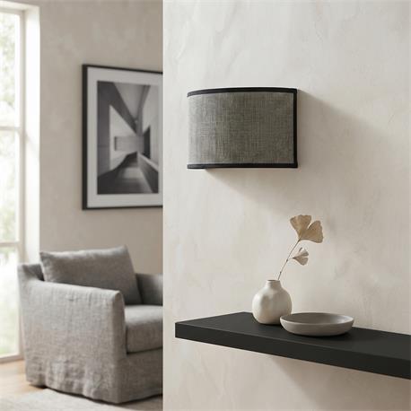 Aplique de Pared en Rafia Gris y Negro | Serie ADINA