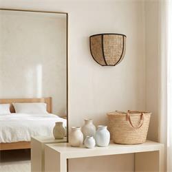 Aplique de Pared con Pantalla de Rafia Natural | Serie LUNA