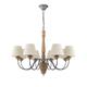 LAMPARA ADELA MADERA 8 LUCES E14 C/PANTALLA XTRELAMP