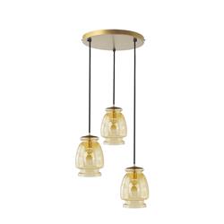 PLAFON SERIE AILA METAL ORO 3 L C/T AMBAR XTRELAMP