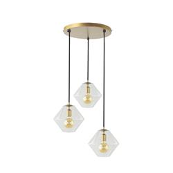 PLAFON SERIE ANNELI METAL ORO 3L C/T TRANSPARENTE XTRELAMP