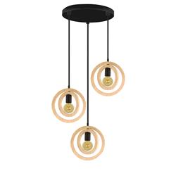 PLAFON 3 LUCES BIARRITZ MADERA NATURAL D20 XTRELAMP