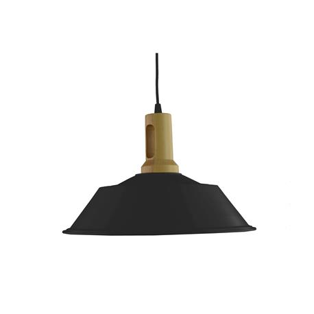 COLGANTE LEEDS METAL/MADERA NEGRO/NATURAL 1 LUZ 35CM