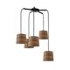 PLAFON 5 LUCES AITANA NEGRO C/P MADERA CLARA D60 XTRELAMP