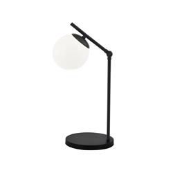 Lámpara de Mesa ATLANTA Metal Negro Cristal Blanco Brillo