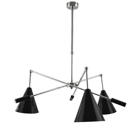 LAMPARA MIAMI CROMO 3LUCES C/P METAL NEGRA