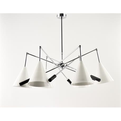 LAMPARA MIAMI CROMO 6 LUCES C/P METAL BLANCA