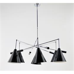 LAMPARA MIAMI CROMO 6 LUCES C/P METAL NEGRA